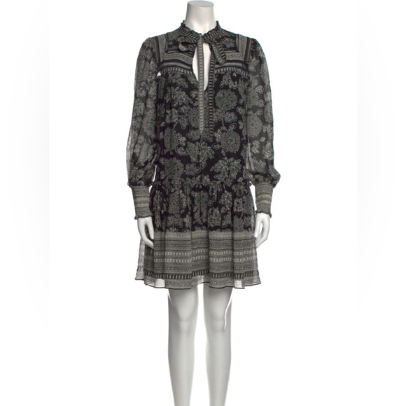 Veronica Beard Boho Longsleeve Mini Family Photo Floral Grey Dress 2 Flowy - Picture 1 of 3